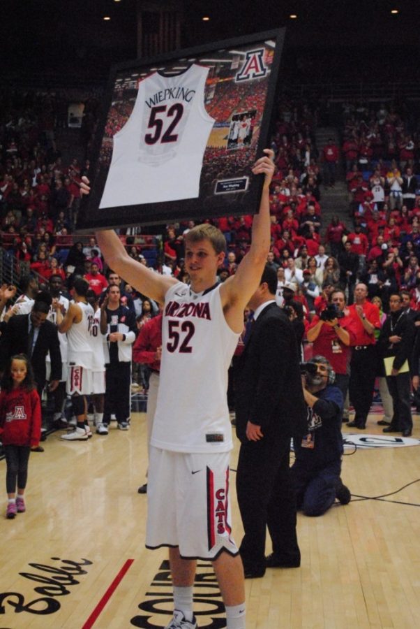 Max Wiepking, a walk-on forward from Englewood, Colo., was honored on Senior Night against Arizona State on Saturday, March 9, 2013. Wiepking attempted two 3-pointers in the game, and missed both.