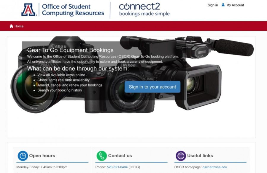 UA Students can now visit the Gear-to-Go website to reserve a variety of 
Gear-to-Gos online service now allows students to reserve recording equipment using their computers. Some equipment available for use includes digital cameras, video cameras, microphones, lights and tripods.