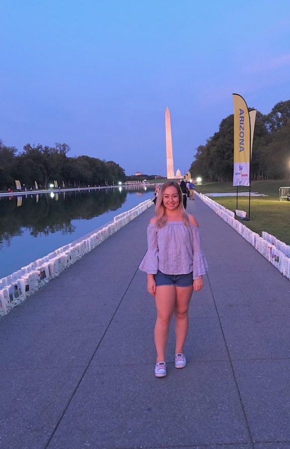 Hannah Gaffney, president of Alpha Sigma Alpha sorority, spent time earlier this month lobbying for cancer research in Washington D.C. While in the Capitol, she made time for sightseeing during the Lights of HOPE ceremony.