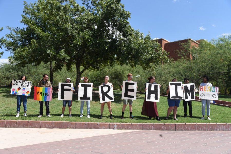Students at the LGBTQ protest on the University of Arizona campus on Wednesday, September 4, 2019. 