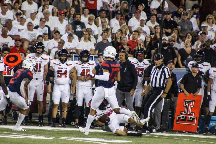 #1 Tony Fields II makes a tackle against Texas Tech on September 14.