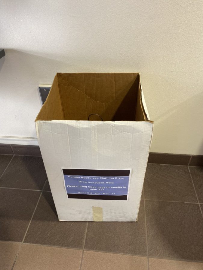 The Human Resources clothing drive box in the University Services building on Wednesday, October 16, 2019 in Tucson Arizona. 