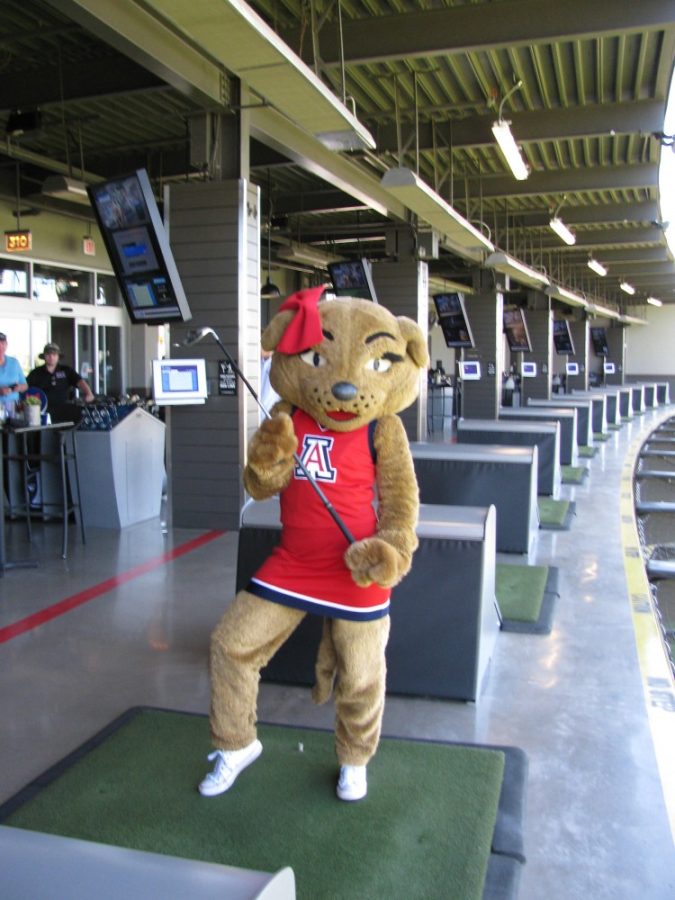 Wilma poses at Topgolf for last years Parent and Family Association Golf Challenge. This is the second year the challenge takes place.