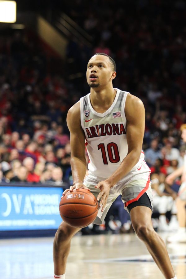 Wildcat+Jemarl+Baker+Jr.+shoots+a+free+throw+during+the+second+half+of+the+Arizona-Chico+State+game+at+the+McKale+Center+on+Friday+November+1+in+Tucson.+Arizona+defeated+Chico+State+74-65.