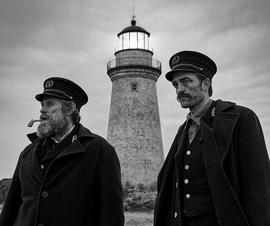 Willem Dafoe and Robert Pattinson play two isolated 1890s lighthouse keepers in The Lighthouse (2019).
