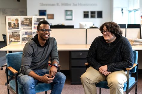 YouTube star Darious Britt (left) talks in an interview with Daily Wildcat reporter Edward Vento.