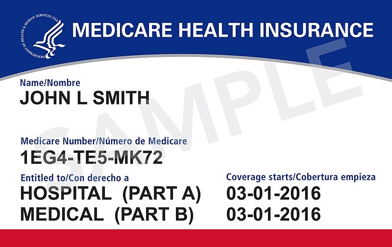 Sample for the new United States Medicare program cards that began rolling out in 2018.