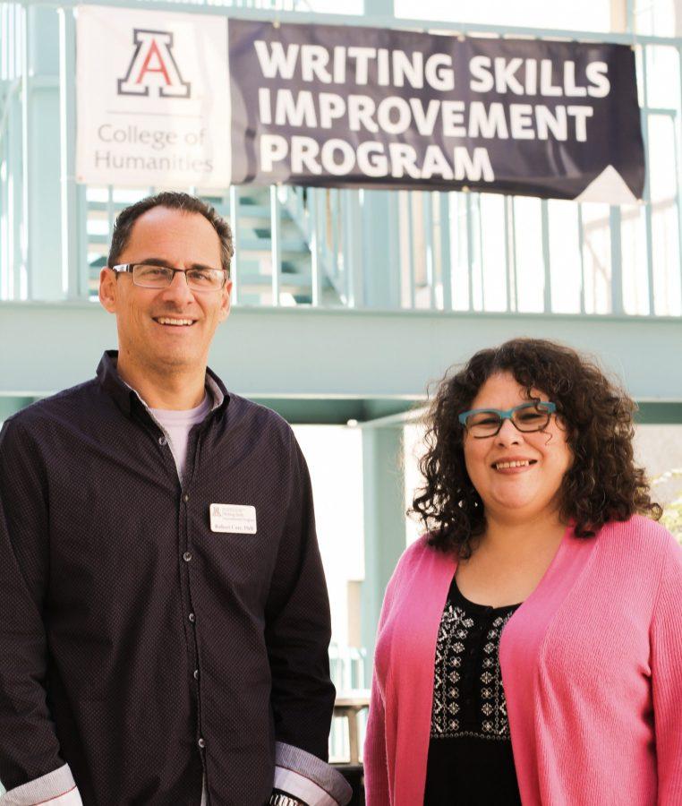 Robert Cote, Writing Skills Improvement Program director, (left) and Andrea Holm, outreach coordinator for WSIP (right).