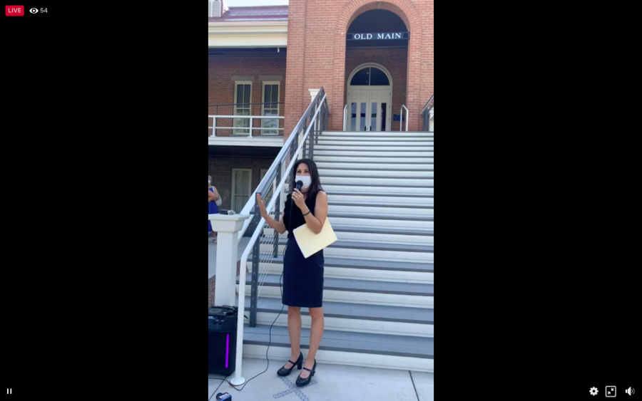 Member Celeste González de Bustamante spoke at the Aug. 4 Coaltion for Academic Justice at UA press conference. CAJUA announced their intentions to unionize and discussed Reentry in the fall semester.   