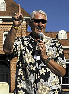 Lute Olson speaks to greek members last semester in front of Old Main to kick off CatWalk. Yesterday Olson announced he would donate $1 million to support cancer research.