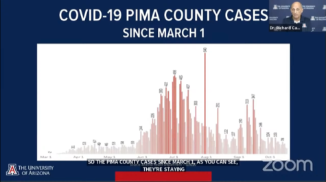 Screenshot of Task Force Director Dr. Richard Carmona, who reviewed Pima county's weekly COVID-19 cases during the Oct. 19 reentry press conference.