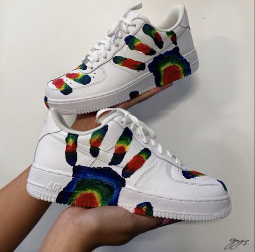 A pair of sneakers that Gyselle Cuevas customized for her business, customsbygys. (Courtesy Gyselle Cuevas) 