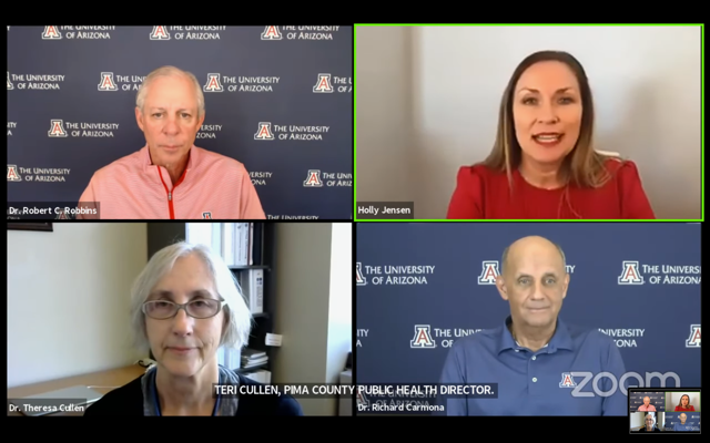 Screenshot of the University of Arizonas campus reentry task force, who announced possibly moving into phase two of reentry during their Oct. 5 press conference.