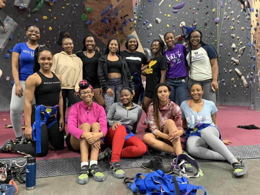 BFiT members work out together at a rock climbing gym. Courtesy Brena Andrews  