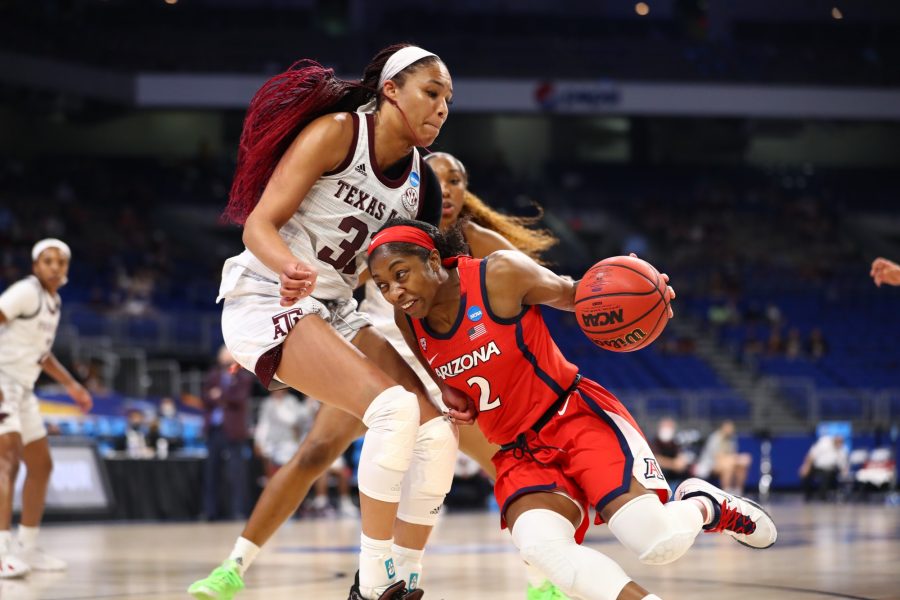 SAN ANTONIO, TX - MARCH 27: in the Sweet Sixteen of the 2021 NCAA Women’s Basketball Tournament held at the at Alamodome on March 27, 2021 in San Antonio, Texas. (Photo by C. Morgan Engel/NCAA Photos)