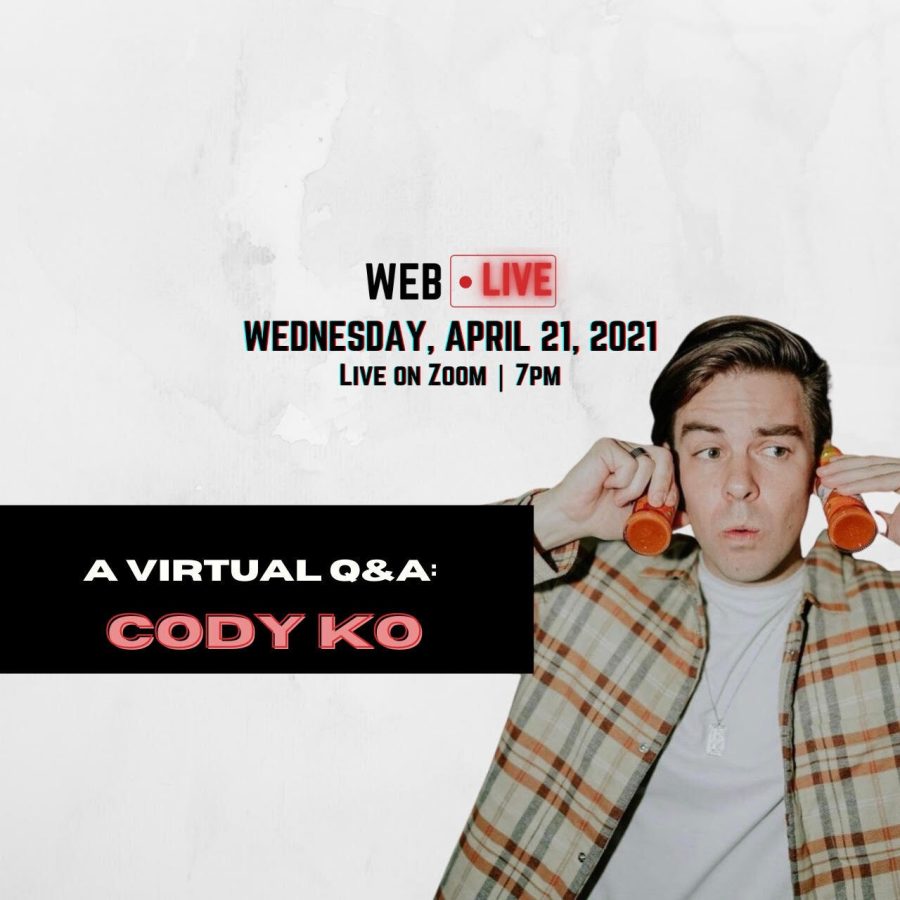 Popular YouTuber Cody Ko answered questions from University of Arizona students in a virtual Zoom event, hosted by Wildcat Events Board. Photo courtesy: Wildcat Events Board. 