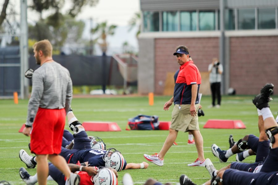 Arizona football trains in Tucson, Ariz. on Tuesday, April 13. This is the first season that the Wildcats will be led by Jedd Fisch.