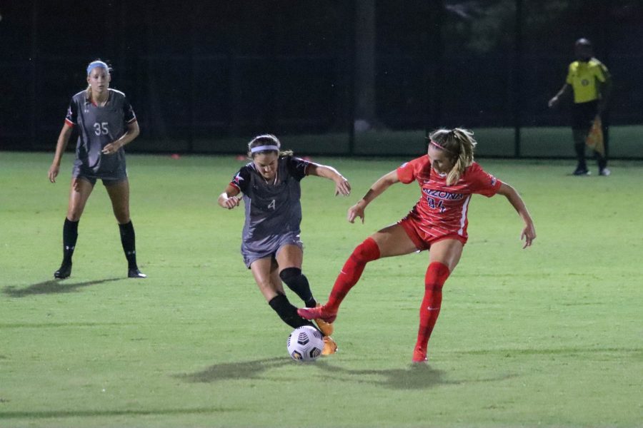 The University of Arizona Womens Soccer team played Texas Tech at the Murphey Field at Mulcahy Soccer Stadium on the evening of Sept. 9. The Wildcats would go on to lose to Texas Tech with a final score of 1-2.