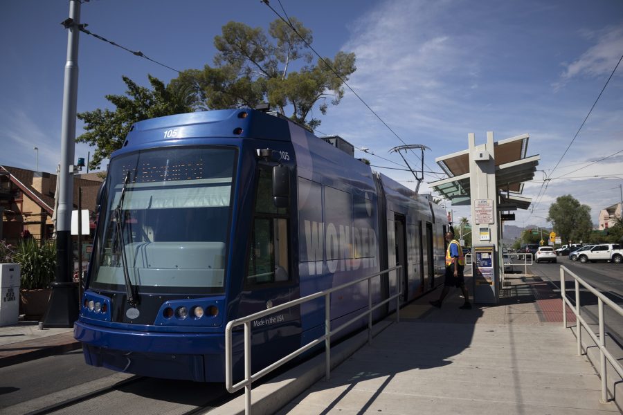 A passenger walks onto a Sun Link streetcar at the University Boulevard Sun Link stop on Friday, Sep 24.  The Sun Link has been fare-free as part of COVID-19 safety precautions but fares may resume in the new year depending on decisions made by city officials.  