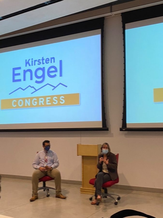 Kirsten Engel (right) fields questions from students at a town hall on Thursday, Oct. 7, 2021. Engel is planning to run in Arizona’s 2nd Congressional District, the seat for which is currently occupied by Rep. Ann Kirkpatrick.