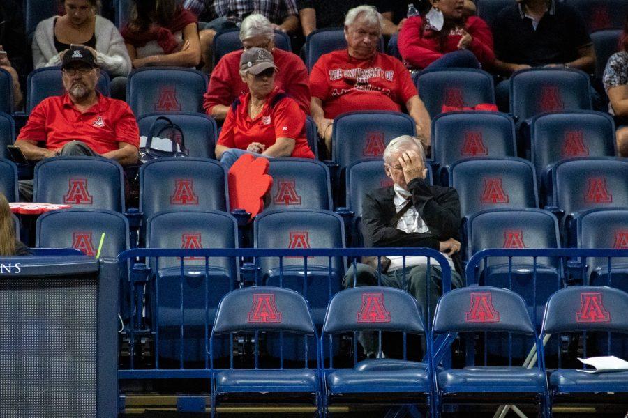 A+man+in+the+stands+of+McKale+Center+rests+his+head+in+his+palm+during+the+Arizona+volleyball+game+against+Utah+University+on+Nov+12.%26nbsp%3B