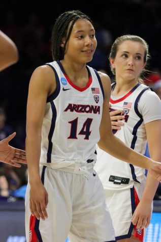 Sam Thomas a guard on the Arizona women's basketball team taps out for the last time in her wildcat career on March 21 in McKale Center. This unfortunately would be the game that would drop the wildcats out of the women's bracket as they would loose 63-45.