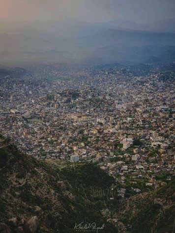 An overview of Taiz, Yemen, from nearby mountains on June 20, 2022.