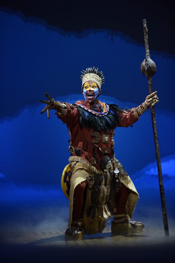 Gugwana Dlamini as Rafiki in Disneys The Lion King. Photo by Johan Persson.