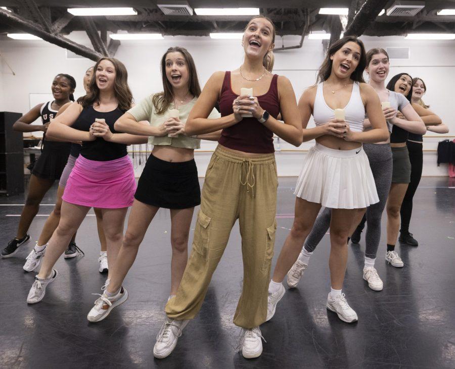 Cast members rehearsing for “Legally Blonde the Musical” during a Designer Run rehearsal, Tuesday, Sept. 20. (Photo/Tim Fuller)