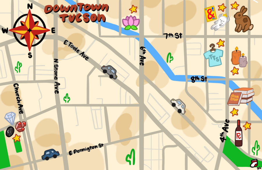An image of a map of Downtown Tucson by Farrah Rodriguez.