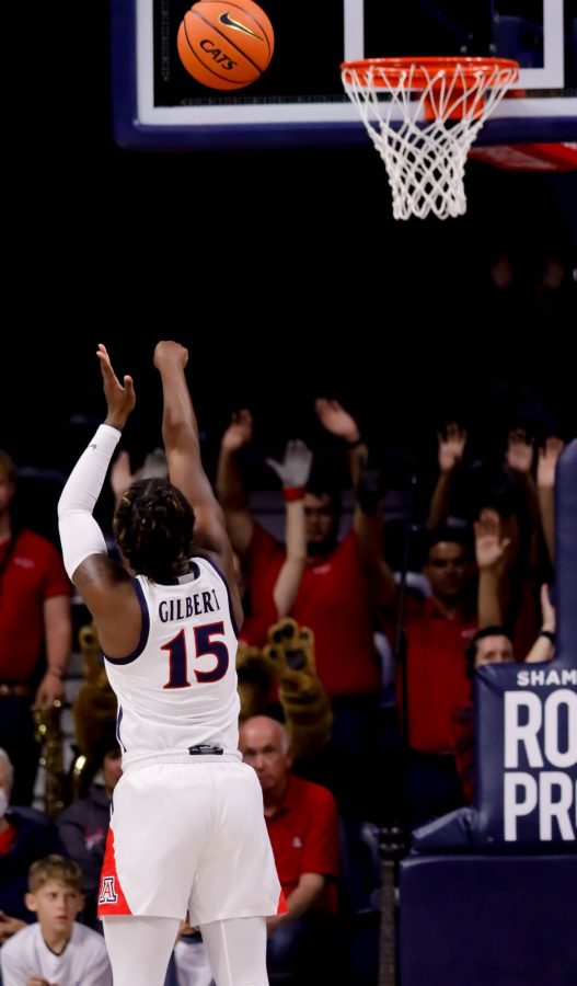 Kailyn Gilbert, a guard on the Arizona womens basketball team, takes a free throw on Nov. 13, in McKale Center. The Wildcats would win their second game 87-47.