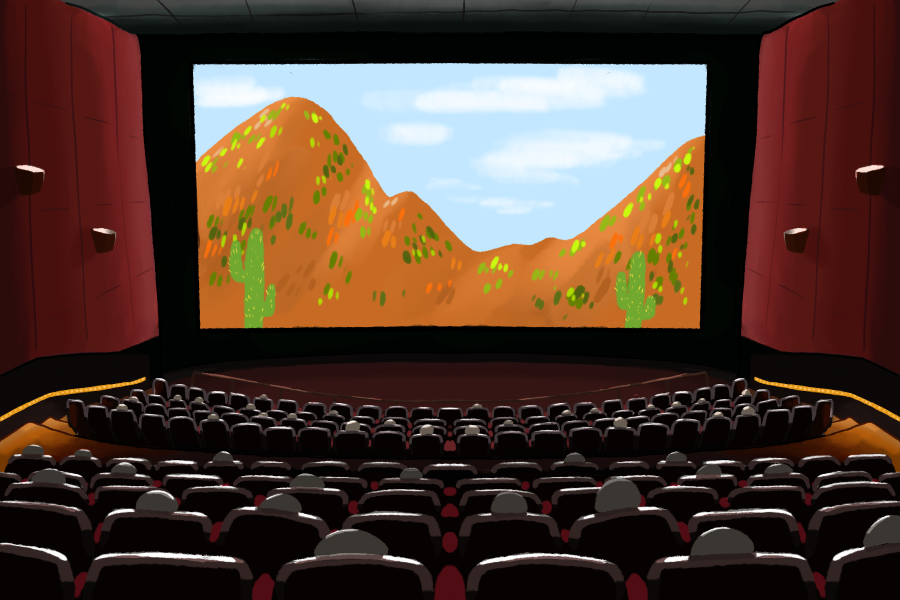 An image of a movie screen showing the desert by Farrah Rodriguez. 