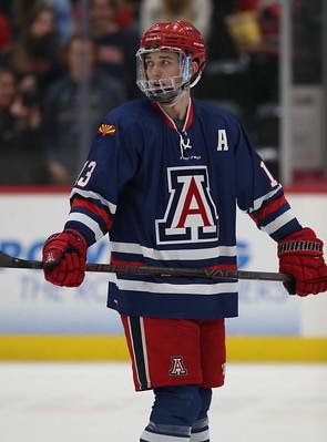 Arizona hockey player Matthew Hohl, pictured wearing the teams new uniform.The rest of the Wildcats are looking for a win this weekend against Missouri State University. (Photo courtesy of Chris Hook)