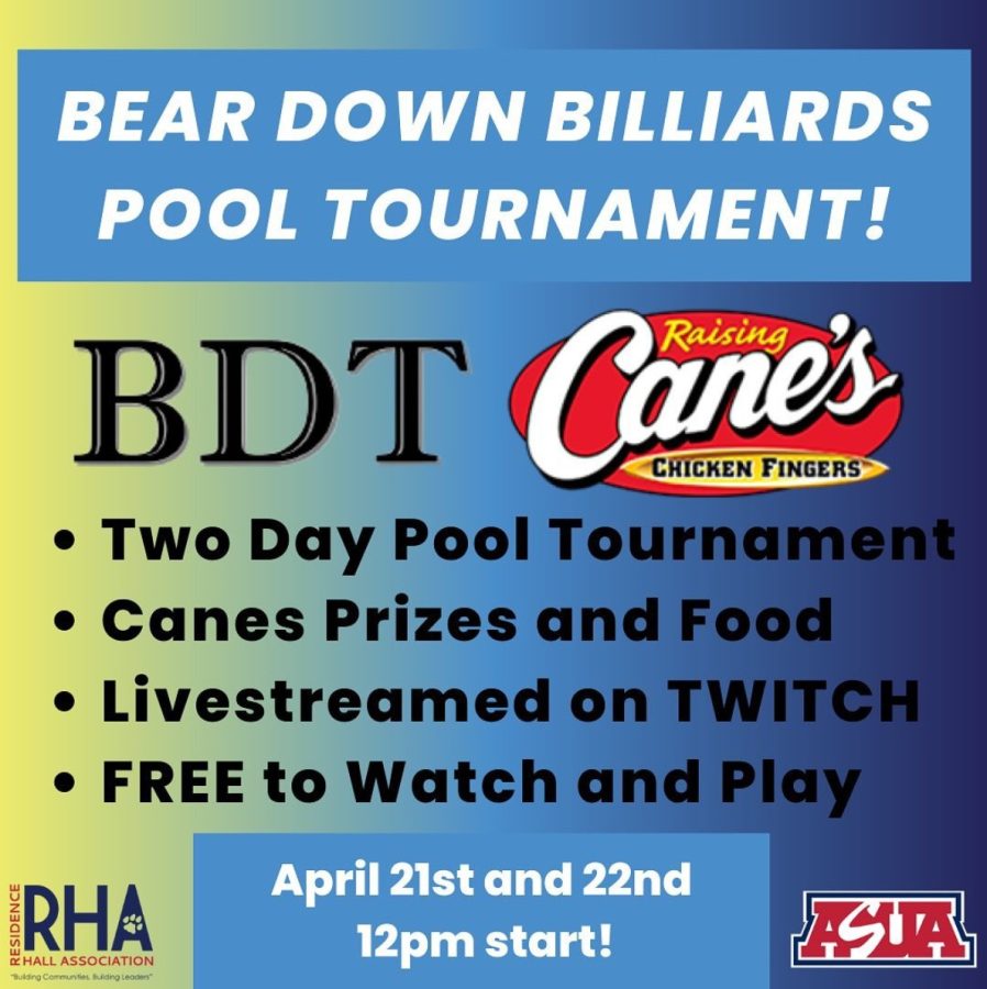 The Bear Down Billiards Pool Tournament is being held on Friday, April 21 and Saturday, April 22 for anyone to participate in or watch. Courtesy of Bear Down Tournaments.