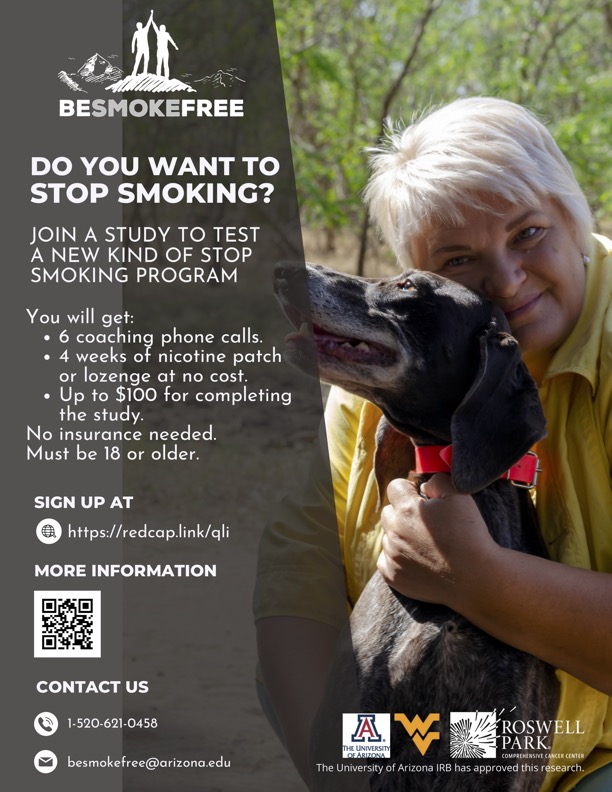 A flyer with information about the Be Smoke Free study.
