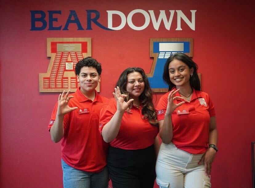  Executive Vice President Eddie Barron (left), President Alyssa Sanchez (center) and Administrative Vice President Sara Kandel (right) are the 2023-2024 ASUA executive officers. ASUA represents undergraduate students at the University of Arizona, and offers a variety of resources and services to the campus community (Courtesy Alex Sanchez).
