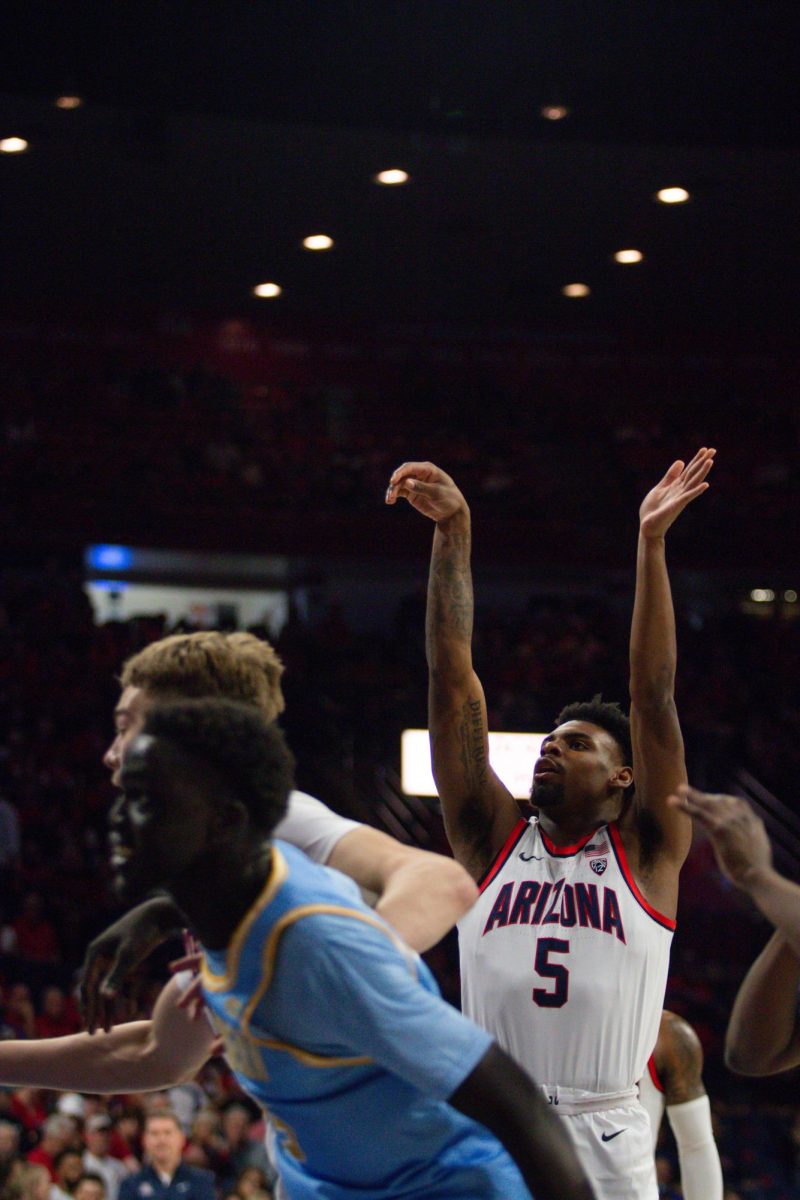 KJ Lewis shoots a free throw against Southern University in McKale Center on Monday, Nov. 13. Lewis went 3-4 on free throws in the Wildcats 97-59 win.
