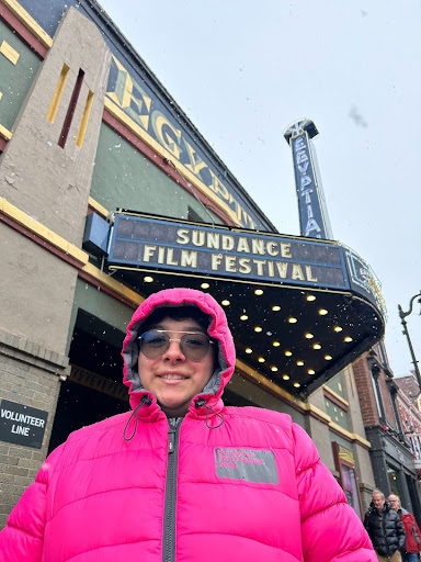 Arts & Life Reporter AJ “Stash” Castillo in front of The Egyptian on Main Street. Castillo attended the Sundance Film Festival during their last year as a film major at the University of Arizona. 