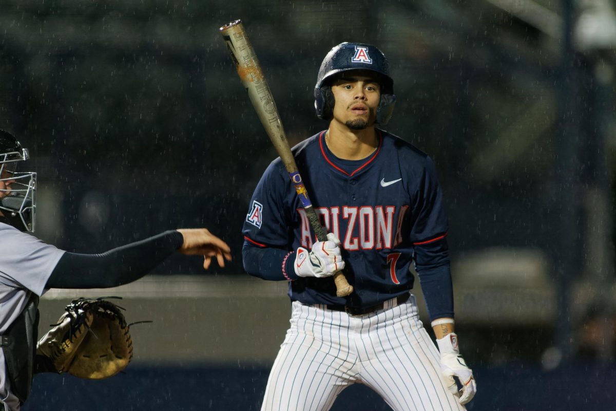 Arizona's Richie Morales gets up to bat during the baseball game against New Mexico State on March 26 at Hi Corbett Field. The final score was 9-12.