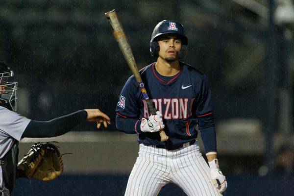 Arizonas Richie Morales gets up to bat during the baseball game against New Mexico State on March 26 at Hi Corbett Field. The final score was 9-12.