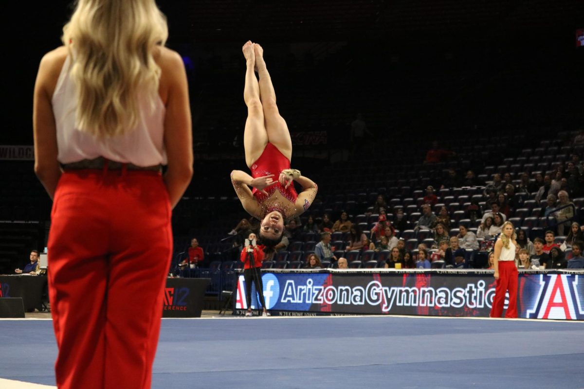 Malia Hargrove performs her floor routine against Southern Connecticut State in McKale Center on March 13. Hargrove scored 9.8 on her floor routine.