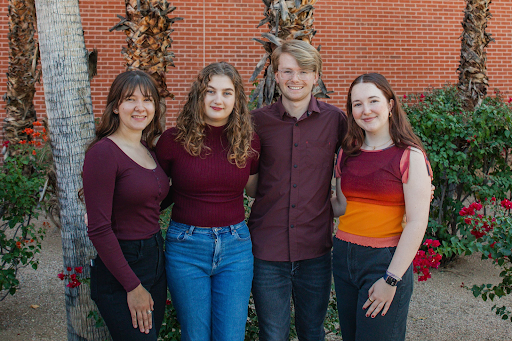 Harvill Retrofit Project co-leads (left to right): Camille Tinerella, Avery Berger, Sam Gibbon, Julia Petty. Courtesy of Tawni Eakman, UA Office of Sustainability.