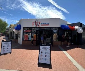 A sign showcasing Fiiz's menu sits outside the shop's location at 904 E. University Boulevard. The shop, which opened in August, sells a variety of dirty sodas. (Photo courtesy Fiiz)