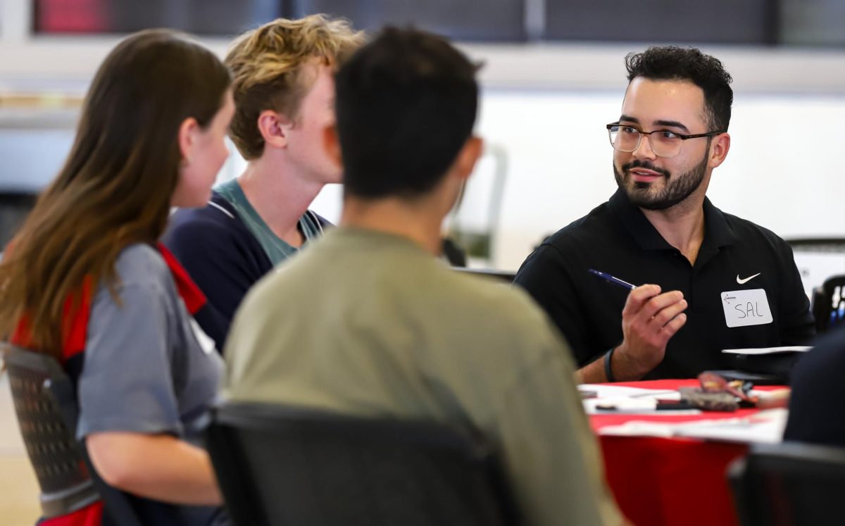 A group of University of Arizona community members participate in a Wildcat Town Hall on Oct. 17. The event was organized by the group Arizona Town Hall, the Associated Students of the University of Arizona and the UA School of Government and Public Policy.