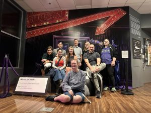 Cast members from Beetlejuice the Musical visit the Mini Time Machine Museum of Miniatures on Dec. 4. The show leaves Centennial Hall on Dec. 8.