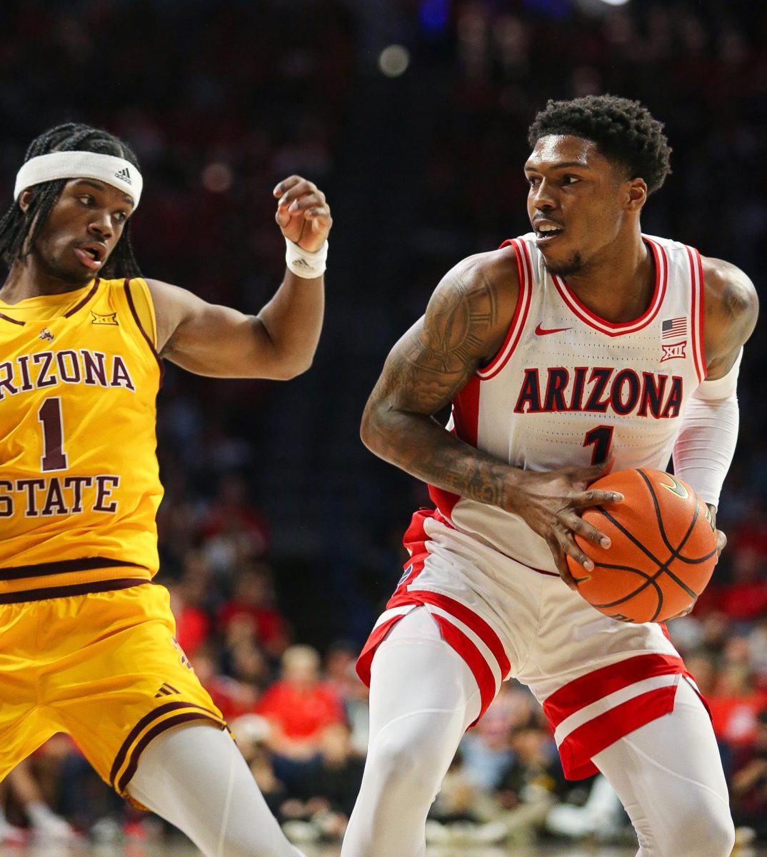 Caleb Love attempts to get around his defender as Arizona faced ASU on Tuesday, March 4 in McKale Center on Senior Night. The Wildcats won 113-100.