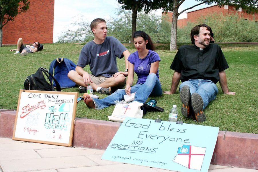 Rebecca Rillos/ Arizona Daily Wildcat

Members of the Hill Society sit on Heritage Hill and discuss philosophy on Wednesday, Sept. 21. 

From left, David Graff, Spencer Carey (co-president), Sam Becker (co-president), Rev. Dr. Lucas John Mix, Ashley Pagan, Harrison Cole, Ryan McGrath and Nathan Allen of the Hill Society sit on Heritage Hill and discuss philosophy on Wednesday, Sept. 21.