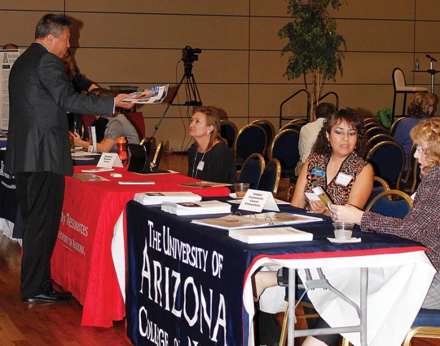 Amy Webb/ Arizona Daily Wildcat
UA employees gathered at the Annual Employee Fair on Tuesday, Oct. 5. Interim President Eugene Sanders spoke to employees at the fair. 