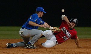 UA first baseman Brad Glenn slides safely into second base in the Arizona baseball teams 7-6 win over Morehead State last night at Sancet Stadium. Glenn went 1-for-3 with two runs scored, including the winning tally in the bottom of the ninth.