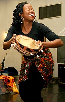 Public health graduate student Ada Dieke, named Miss Black Arizona USA in December, rehearses an Afrikana Dance in the Gittings dance building last night. The dance is similar to the one she will  perform in the talent portion of the Miss Black USA competition being held in West Africa in July.